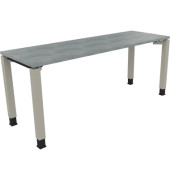 Schreibtisch All in One, manuell h&ouml;henverstellbar, 68-82cm (H), 180x60cm (BxT), rechteckig, beton hell / silberaluminium