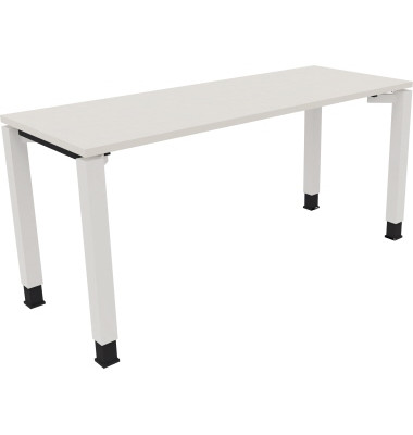 Schreibtisch All in One, manuell h&ouml;henverstellbar, 68-82cm (H), 180x60cm (BxT), rechteckig, wei&szlig; / wei&szlig;