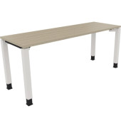 Schreibtisch All in One, manuell höhenverstellbar, 68-82cm (H), 180x60cm (BxT), rechteckig, eiche natur / weiß