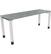 Schreibtisch All in One, manuell höhenverstellbar, 68-82cm (H), 180x60cm (BxT), rechteckig, beton hell / weiß