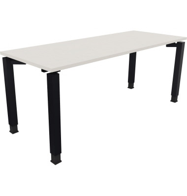 Schreibtisch All in One, manuell h&ouml;henverstellbar, 68-82cm (H), 180x70cm (BxT), rechteckig, wei&szlig; / anthrazit metallic