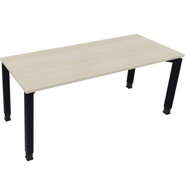 Schreibtisch All in One, manuell höhenverstellbar, 68-82cm (H), 180x70cm (BxT), rechteckig, akazie hell / anthrazit metallic