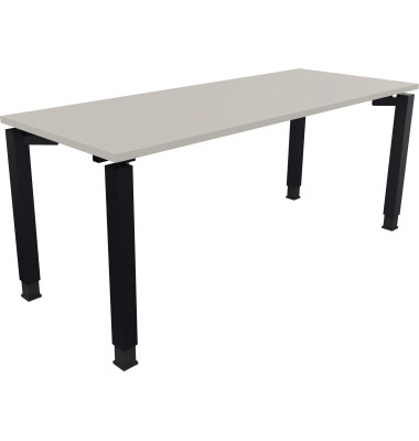 Schreibtisch All in One, manuell höhenverstellbar, 68-82cm (H), 180x70cm (BxT), rechteckig, lichtgrau / anthrazit metallic