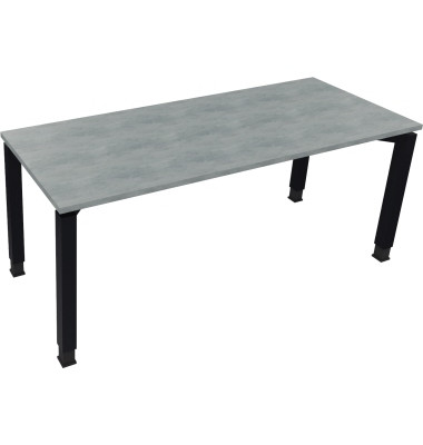 Schreibtisch All in One, manuell höhenverstellbar, 68-82cm (H), 180x70cm (BxT), rechteckig, beton hell / anthrazit metallic