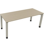 Schreibtisch All in One, manuell höhenverstellbar, 68-82cm (H), 180x70cm (BxT), rechteckig, eiche natur / silberaluminium