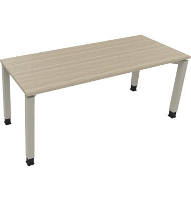 Schreibtisch All in One, manuell höhenverstellbar, 68-82cm (H), 180x70cm (BxT), rechteckig, eiche natur / silberaluminium