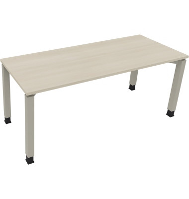 Schreibtisch All in One, manuell höhenverstellbar, 68-82cm (H), 180x70cm (BxT), rechteckig, akazie hell / silberaluminium