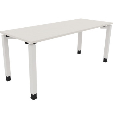 Schreibtisch All in One, manuell höhenverstellbar, 68-82cm (H), 180x70cm (BxT), rechteckig, weiß / weiß