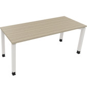 Schreibtisch All in One, manuell höhenverstellbar, 68-82cm (H), 180x70cm (BxT), rechteckig, eiche natur / weiß