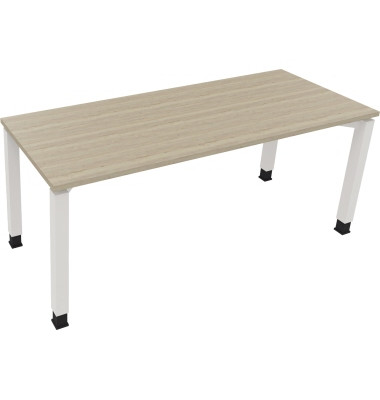 Schreibtisch All in One, manuell höhenverstellbar, 68-82cm (H), 180x70cm (BxT), rechteckig, eiche natur / weiß