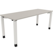 Schreibtisch All in One, manuell höhenverstellbar, 68-82cm (H), 180x70cm (BxT), rechteckig, lichtgrau / weiß