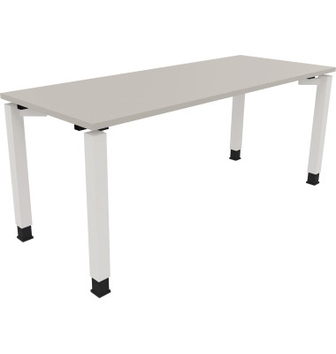 Schreibtisch All in One, manuell höhenverstellbar, 68-82cm (H), 180x70cm (BxT), rechteckig, lichtgrau / weiß