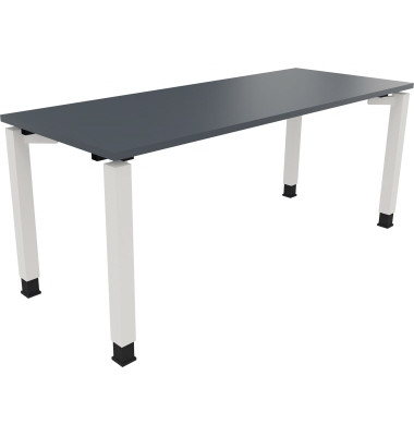 Schreibtisch All in One, manuell höhenverstellbar, 68-82cm (H), 180x70cm (BxT), rechteckig, lavagrau / weiß
