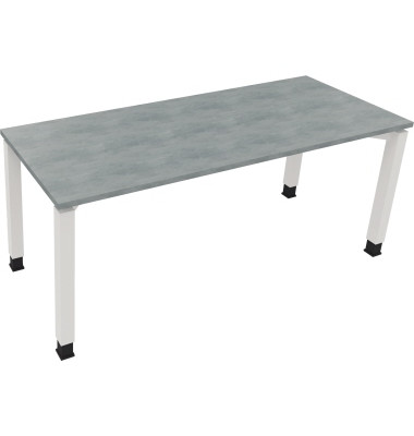 Schreibtisch All in One, manuell höhenverstellbar, 68-82cm (H), 180x70cm (BxT), rechteckig, beton hell / weiß