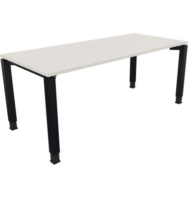 Schreibtisch All in One, manuell höhenverstellbar, 68-82cm (H), 180x80cm (BxT), rechteckig, weiß / anthrazit metallic