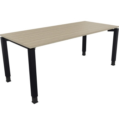 Schreibtisch All in One, manuell höhenverstellbar, 68-82cm (H), 180x80cm (BxT), rechteckig, eiche natur / anthrazit metallic