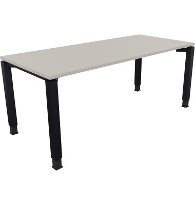 Schreibtisch All in One, manuell h&ouml;henverstellbar, 68-82cm (H), 180x80cm (BxT), rechteckig, lichtgrau / anthrazit metallic