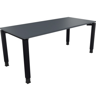 Schreibtisch All in One, manuell h&ouml;henverstellbar, 68-82cm (H), 180x80cm (BxT), rechteckig, lavagrau / anthrazit metallic