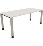 Schreibtisch All in One, manuell h&ouml;henverstellbar, 68-82cm (H), 180x80cm (BxT), rechteckig, wei&szlig; / silberaluminium