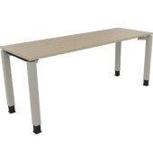 Schreibtisch All in One, manuell höhenverstellbar, 68-82cm (H), 180x80cm (BxT), rechteckig, eiche natur / silberaluminium