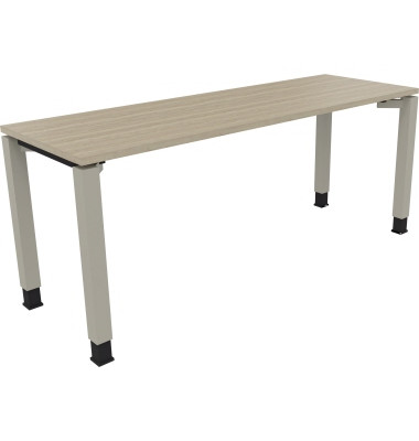 Schreibtisch All in One, manuell höhenverstellbar, 68-82cm (H), 180x80cm (BxT), rechteckig, eiche natur / silberaluminium Schreibtisch All in One, manuell höhenverstellbar, 68-82cm (H), 180x80cm (BxT), rechteckig, eiche natur / silberaluminium