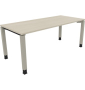 Schreibtisch All in One, manuell höhenverstellbar, 68-82cm (H), 180x80cm (BxT), rechteckig, akazie hell / silberaluminium