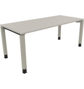 Schreibtisch All in One, manuell höhenverstellbar, 68-82cm (H), 180x80cm (BxT), rechteckig, lichtgrau / silberaluminium