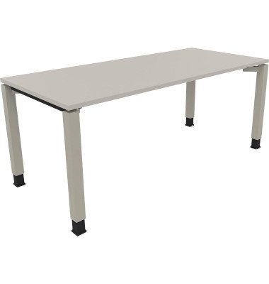 Schreibtisch All in One, manuell höhenverstellbar, 68-82cm (H), 180x80cm (BxT), rechteckig, lichtgrau / silberaluminium Schreibtisch All in One, manuell höhenverstellbar, 68-82cm (H), 180x80cm (BxT), rechteckig, lichtgrau / silberaluminium