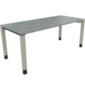 Schreibtisch All in One, manuell höhenverstellbar, 68-82cm (H), 180x80cm (BxT), rechteckig, beton hell / silberaluminium