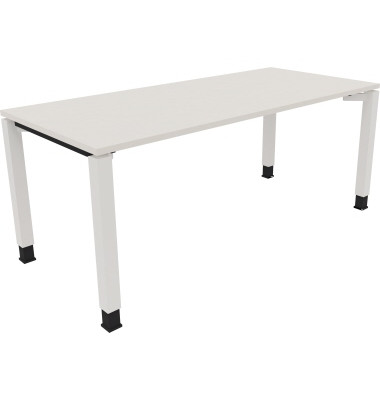 Schreibtisch All in One, manuell höhenverstellbar, 68-82cm (H), 180x80cm (BxT), rechteckig, weiß / weiß