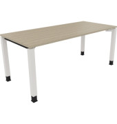 Schreibtisch All in One, manuell h&ouml;henverstellbar, 68-82cm (H), 180x80cm (BxT), rechteckig, eiche natur / wei&szlig;