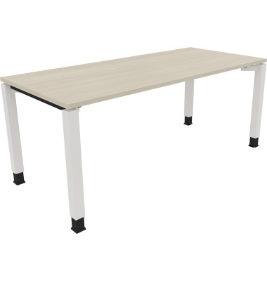 Schreibtisch All in One, manuell h&ouml;henverstellbar, 68-82cm (H), 180x80cm (BxT), rechteckig, akazie hell / wei&szlig;