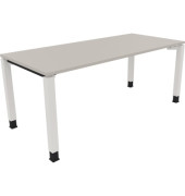 Schreibtisch All in One, manuell höhenverstellbar, 68-82cm (H), 180x80cm (BxT), rechteckig, lichtgrau / weiß