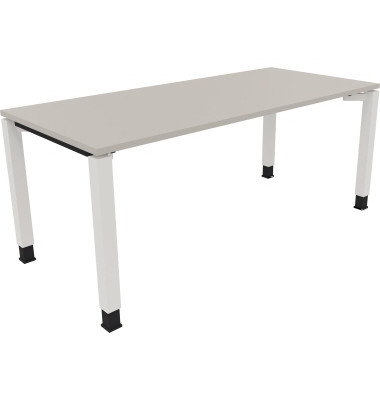 Schreibtisch All in One, manuell höhenverstellbar, 68-82cm (H), 180x80cm (BxT), rechteckig, lichtgrau / weiß