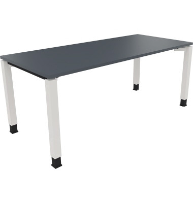 Schreibtisch All in One, manuell höhenverstellbar, 68-82cm (H), 180x80cm (BxT), rechteckig, lavagrau / weiß