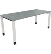 Schreibtisch All in One, manuell höhenverstellbar, 68-82cm (H), 180x80cm (BxT), rechteckig, beton hell / weiß