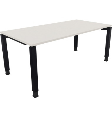 Schreibtisch All in One, manuell h&ouml;henverstellbar, 68-82cm (H), 180x90cm (BxT), rechteckig, wei&szlig; / anthrazit metallic