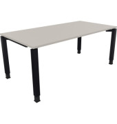 Schreibtisch All in One, manuell höhenverstellbar, 68-82cm (H), 180x90cm (BxT), rechteckig, lichtgrau / anthrazit metallic