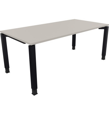 Schreibtisch All in One, manuell h&ouml;henverstellbar, 68-82cm (H), 180x90cm (BxT), rechteckig, lichtgrau / anthrazit metallic
