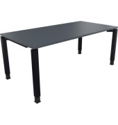 Schreibtisch All in One, manuell höhenverstellbar, 68-82cm (H), 180x90cm (BxT), rechteckig, lavagrau / anthrazit metallic