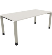 Schreibtisch All in One, manuell höhenverstellbar, 68-82cm (H), 180x90cm (BxT), rechteckig, weiß / silberaluminium