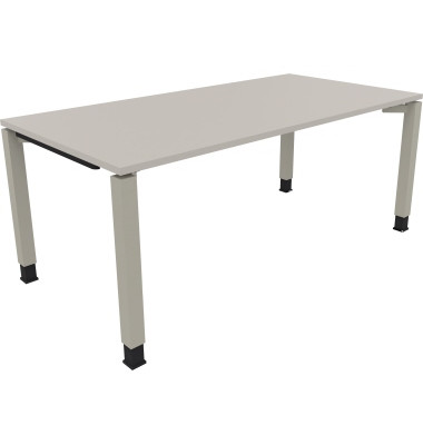 Schreibtisch All in One, manuell h&ouml;henverstellbar, 68-82cm (H), 180x90cm (BxT), rechteckig, lichtgrau / silberaluminium