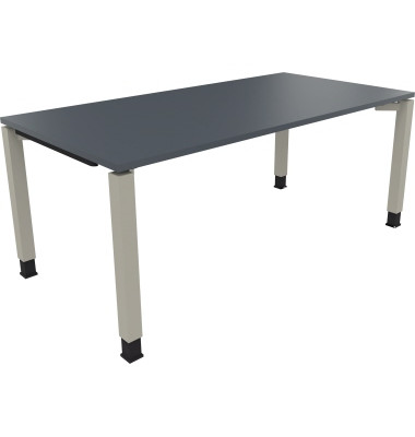 Schreibtisch All in One, manuell höhenverstellbar, 68-82cm (H), 180x90cm (BxT), rechteckig, lavagrau / silberaluminium