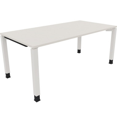 Schreibtisch All in One, manuell höhenverstellbar, 68-82cm (H), 180x90cm (BxT), rechteckig, weiß / weiß