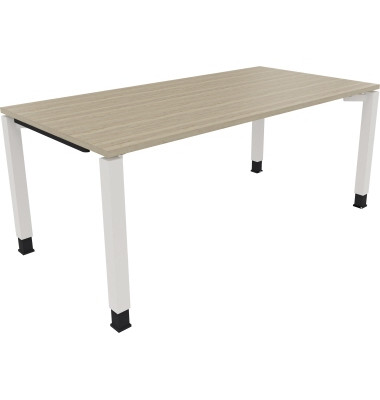 Schreibtisch All in One, manuell h&ouml;henverstellbar, 68-82cm (H), 180x90cm (BxT), rechteckig, eiche natur / wei&szlig;