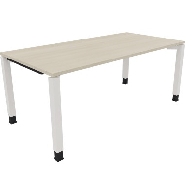 Schreibtisch All in One, manuell h&ouml;henverstellbar, 68-82cm (H), 180x90cm (BxT), rechteckig, akazie hell / wei&szlig;