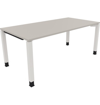 Schreibtisch All in One, manuell höhenverstellbar, 68-82cm (H), 180x90cm (BxT), rechteckig, lichtgrau / weiß