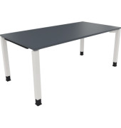 Schreibtisch All in One, manuell höhenverstellbar, 68-82cm (H), 180x90cm (BxT), rechteckig, lavagrau / weiß