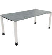 Schreibtisch All in One, manuell höhenverstellbar, 68-82cm (H), 180x90cm (BxT), rechteckig, beton hell / weiß