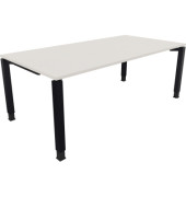 Schreibtisch All in One, manuell höhenverstellbar, 68-82cm (H), 200x100cm (BxT), rechteckig, weiß / anthrazit metallic